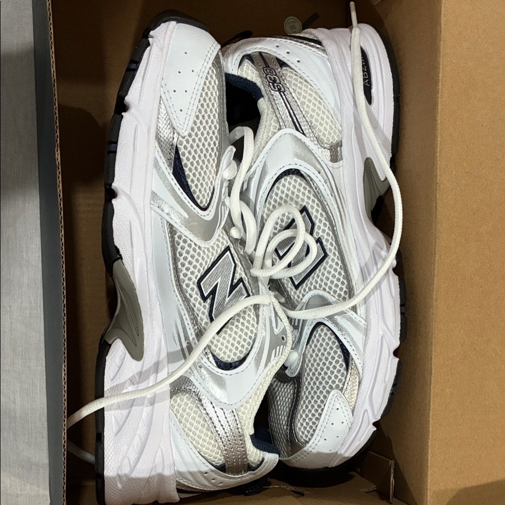 New Balance White and Gray Sneakers